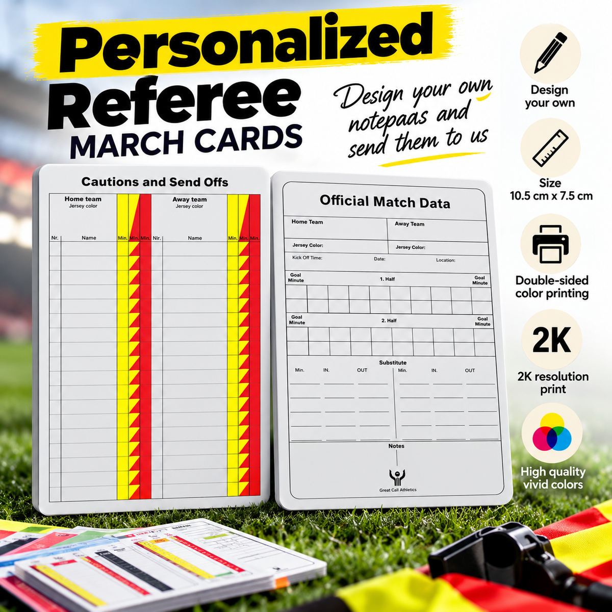 Match Record Cards 16 Pcs Personalized Design For Referees