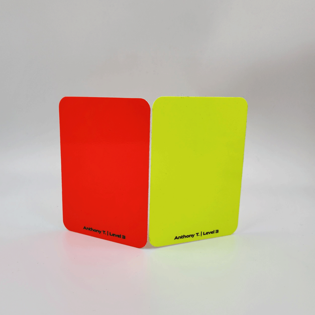 Personalised Referee Yellow Red Card Just Text , Customized Referee Cards